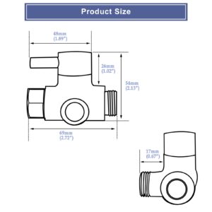 All Metal Shower Arm Diverter Valve for Hand Held Showerhead And Fixed Spray Head, G1/2 3-Way Bathroom Universal Shower System Component Replacement Part, Brushed Stainless Steel