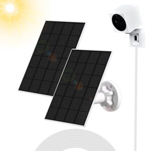 solar panel compatible with wyze cam outdoor,continuous power supply for rechargeable battery camera,5v 3.5w usb port waterproof solar panel with 10ft charging cable（2 pack）