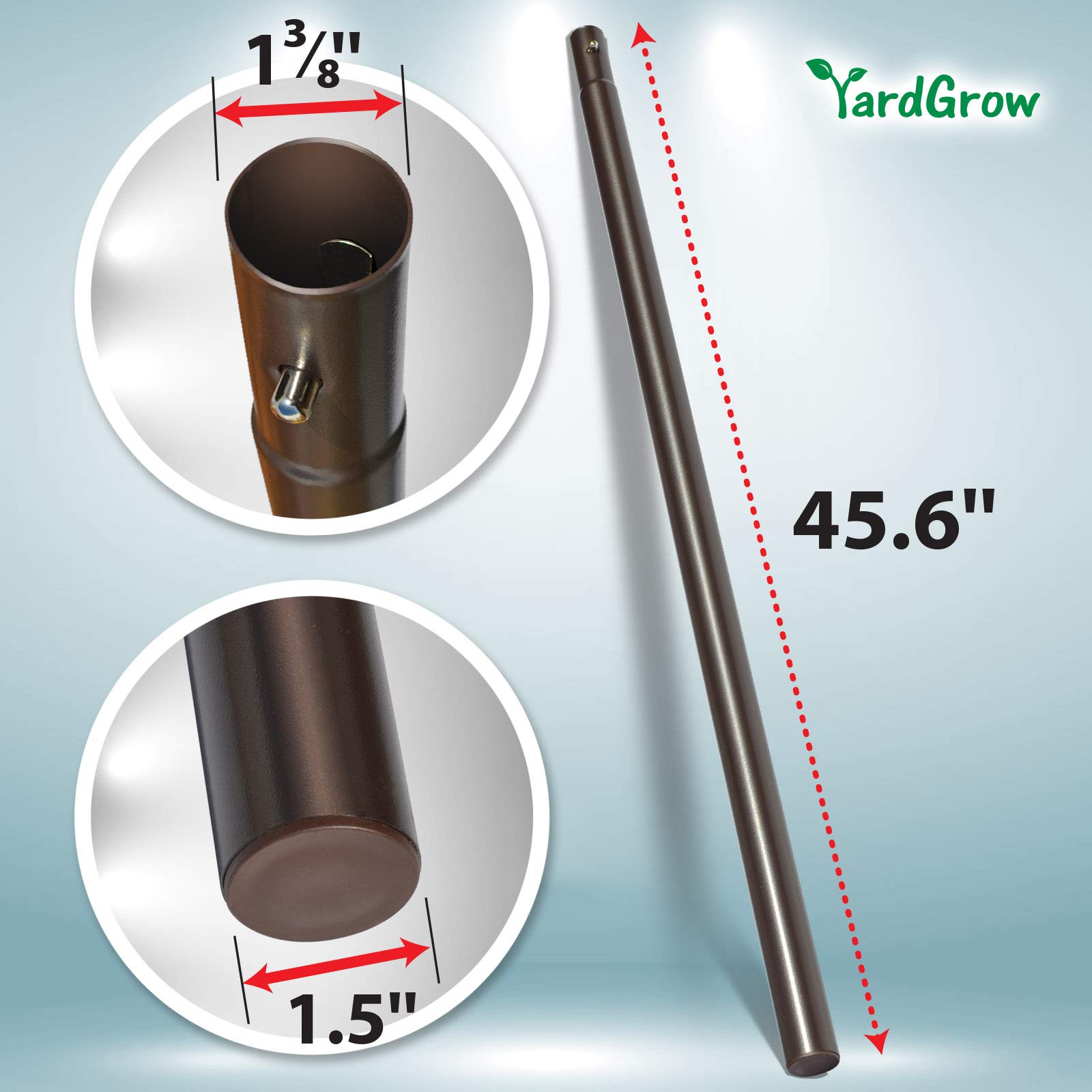 YardGrow Replacement Umbrella Lower Pole for Patio Umbrella, with Bullet Buckle (45.6''L, with bullet buckle) (Brown-45.6''L, with bullet buckle)