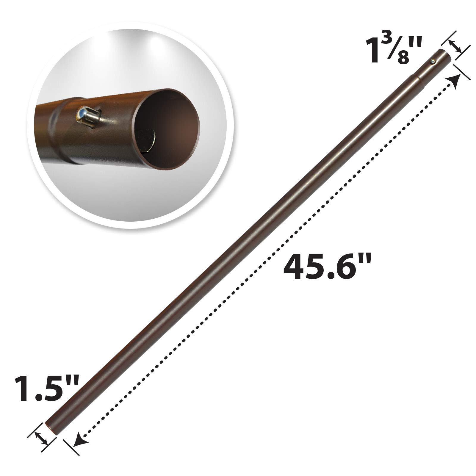 YardGrow Replacement Umbrella Lower Pole for Patio Umbrella, with Bullet Buckle (45.6''L, with bullet buckle) (Brown-45.6''L, with bullet buckle)