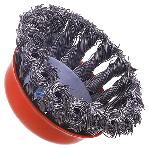 WENORA Wire Cup Brush for Angle Grinder, 4 Pack 3 inch Wire Cup Brush for Grinders, 5/8 Inch-11 Threaded Arbor, 0.020 Inch Twisted Knotted Wire Brush for Heavy Cleaning Rust, Stripping and Abrasive