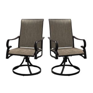 meooem outdoor patio dining chairs set of 2 swivel patio chairs all weather textilene high back patio furniture chair with armrest & black metal frame for lawn garden backyard