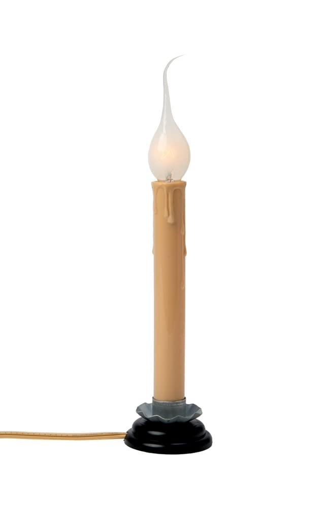 Creative Hobbies 7 Inch Electric Rustic Country Candle Lamp with On/Off Switch, 5 Foot Ivory Cord, Metal Base and 5W Silicone Bulb Included