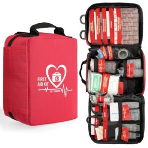 Pasenhome First Aid Kits, Trauma First Aid Kit, Premium Emergency Kits, First Aid Bag with Labelled Compartments for Home, Office, Car, Outdoor, Hiking, Travel, Camping