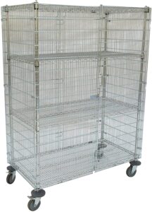 higood wire security cart with adjustable shelves, heavy duty rolling carts,1,000 lb load capacity, 52 inx27 inx69 in