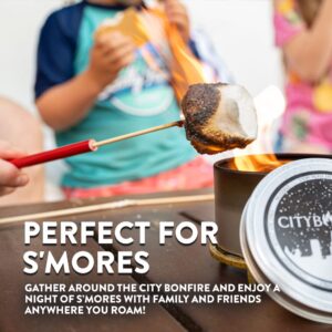 City Bonfire S'Mores Night Pack | 1 City Bonfires | Makes 4 S’Mores | Portable Fire Pit & S'Mores Kit | Compact | Lightweight | 3-5 Hours of Burn Time | No Wood No Embers