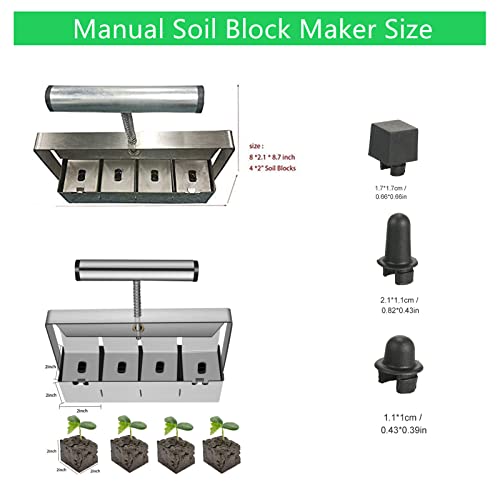 Manual Soil Block Maker Micro Soil Blocker Set 2 inch Soil Block Soil Blocking Tool for Seed Stater Tray