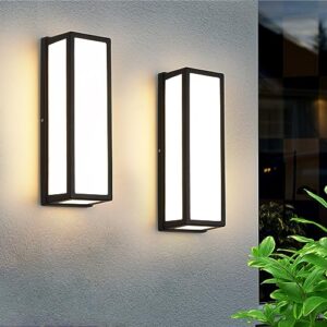 rosysky outdoor wall light modern outdoor sconce - 30w led exterior lights fixture black aluminum outdoor lighting waterproof for porch,patio,garage 2 pack