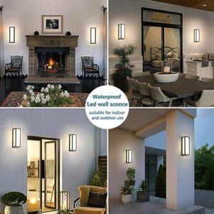 rosysky Outdoor Wall Light Modern Outdoor Sconce - 30W LED Exterior Lights Fixture Black Aluminum Outdoor Lighting Waterproof for Porch,Patio,Garage 2 Pack