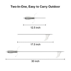 bbq777 30 Inch Fire Poker for Fire Pit Camping, Fire Pit Tools for Indoor and Outdoor use, Fireplace Poker Tools for Campfire, Wood Stove, Heavy Duty 2-in-1 Removable Stainless Steel
