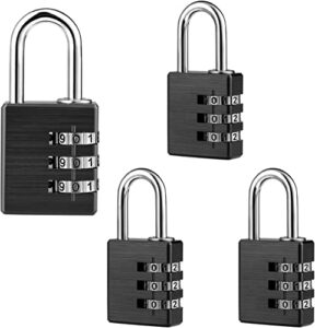 4 pack small combination lock，3 digit locker lock with 9/16 in. width shackle，small combination padlock for luggage，suitcase, backpack