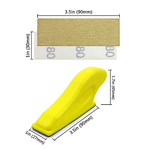 100 Sheets Micro Sander Kit 3.5” x 1” Mini Sander for Small Projects, Detail Handle Sanding Tools + Sandpaper 80 120 180 240 400 Grit for DIY Crafts Wood Tight Narrow Spaces Polishing, by POLIWELL