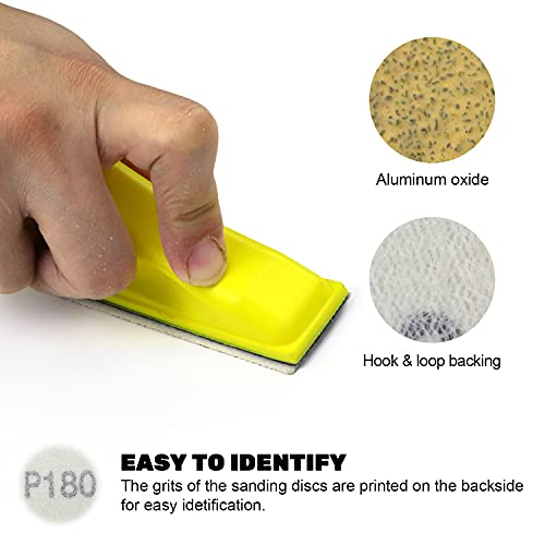 100 Sheets Micro Sander Kit 3.5” x 1” Mini Sander for Small Projects, Detail Handle Sanding Tools + Sandpaper 80 120 180 240 400 Grit for DIY Crafts Wood Tight Narrow Spaces Polishing, by POLIWELL