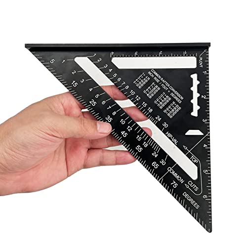 7 inch Rafter Square Aluminum Alloy Double Scale Triangle Ruler Angle Ruler Carpenter Triangle Square Rafter Tool Mensurement Tool for Woodworking and Carpentry