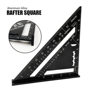 7 inch Rafter Square Aluminum Alloy Double Scale Triangle Ruler Angle Ruler Carpenter Triangle Square Rafter Tool Mensurement Tool for Woodworking and Carpentry