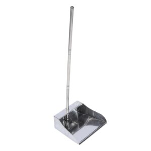 topbathy stainless steel dustpan with long handle metal upright dustpan heavy duty for lobby garage home and yard home shop commercial and industrial use