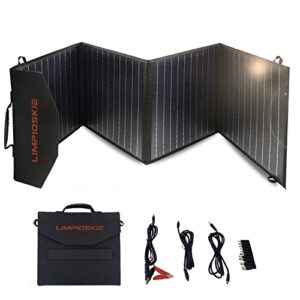 limpioskie 100w portable solar panel, 18v foldable solar panel with 2 connectors, mc4/type-c/usb/dc solar panel for laptop tablet phone camera camping outdoors rv black