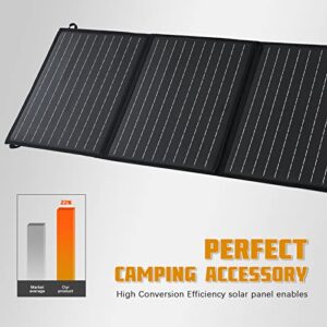 Limpioskie 100W Portable Solar Panel, 18v Foldable Solar Panel with 2 Connectors, MC4/Type-C/USB/DC Solar Panel for Laptop Tablet Phone Camera Camping Outdoors RV Black