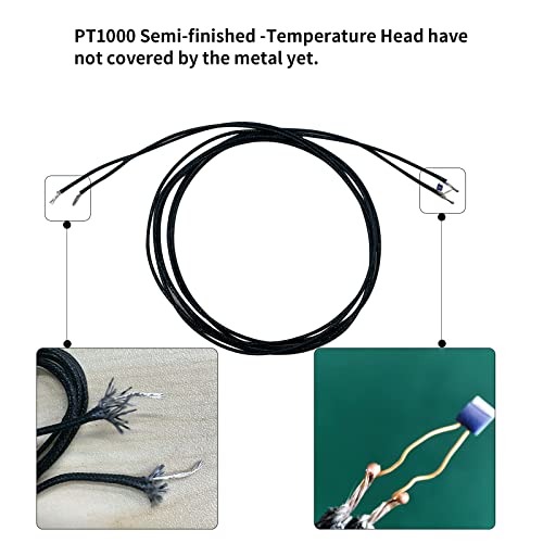 Imdinnogo BCZAMD PT1000-550BW Temperature Sensor Probe for CR-10 Plating Copper/3D Volcan/ V6 Brass 3D Printer Heater Block Thermistor Sensor Probe Resistant to high Temperature 1.5M/ 59 inch