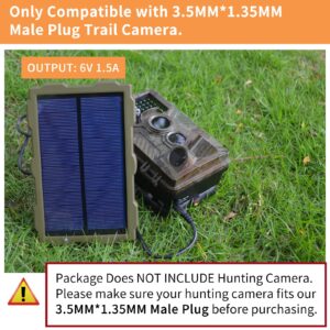 FOCUHUNER Trail Camera Solar Panel, Solar Battery Charger Kit 6V/1.5A with Build-in 1700mAH Rechargeable Lithium Battery IP66 Waterproof Hunting Accessory, Solar Panel for Trail Camera(3.5MM*1.35MM)