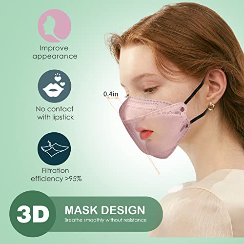 60PCS KF94 Disposable Face Masks, 4 Layers 3D Fish Type Masks Protective Mouth Shields Mask Individually Wrapped, Multicolored Face Mask for Teens Adults men&women 6 Design(Color Morandi)