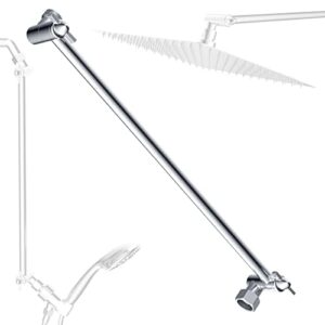 16 inch solid brass adjustable shower head extension arm with lock joints, extra long shower extension arm, flexible height & angle shower arm extender, universal connection to all shower heads,chrome