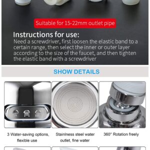 3Modes High Pressure Luxury Filtered Kitchen Water Faucet Aerator Home Pressure Water Diffuser Bubbler Water Saving Filter Shower Head Nozzle Tap Connector