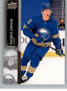 2021-22 upper deck series one #21 rasmus dahlin buffalo sabres official nhl hockey card in raw (nm or better) condition