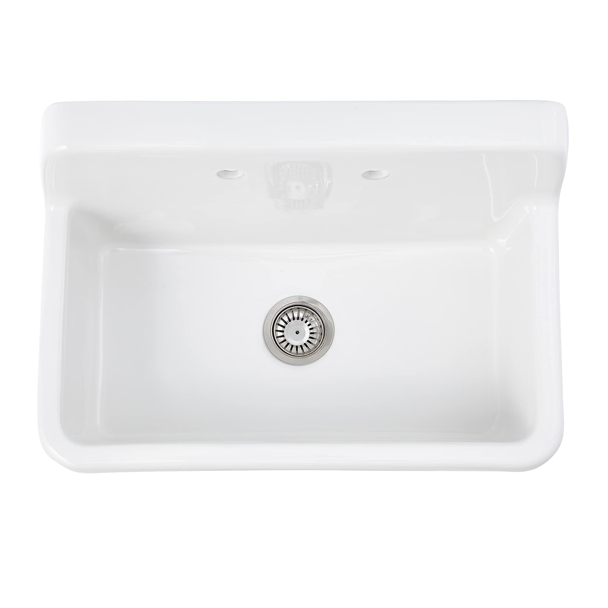 ELLAI 30 Inch White Wall Mount Utility Sink High Back Wall Mounted Ceramic Laundry Tub 15 Gallon Slop Sink for Laundry Room, Garage, Kitchen, Basement 30" x 19" x 18"