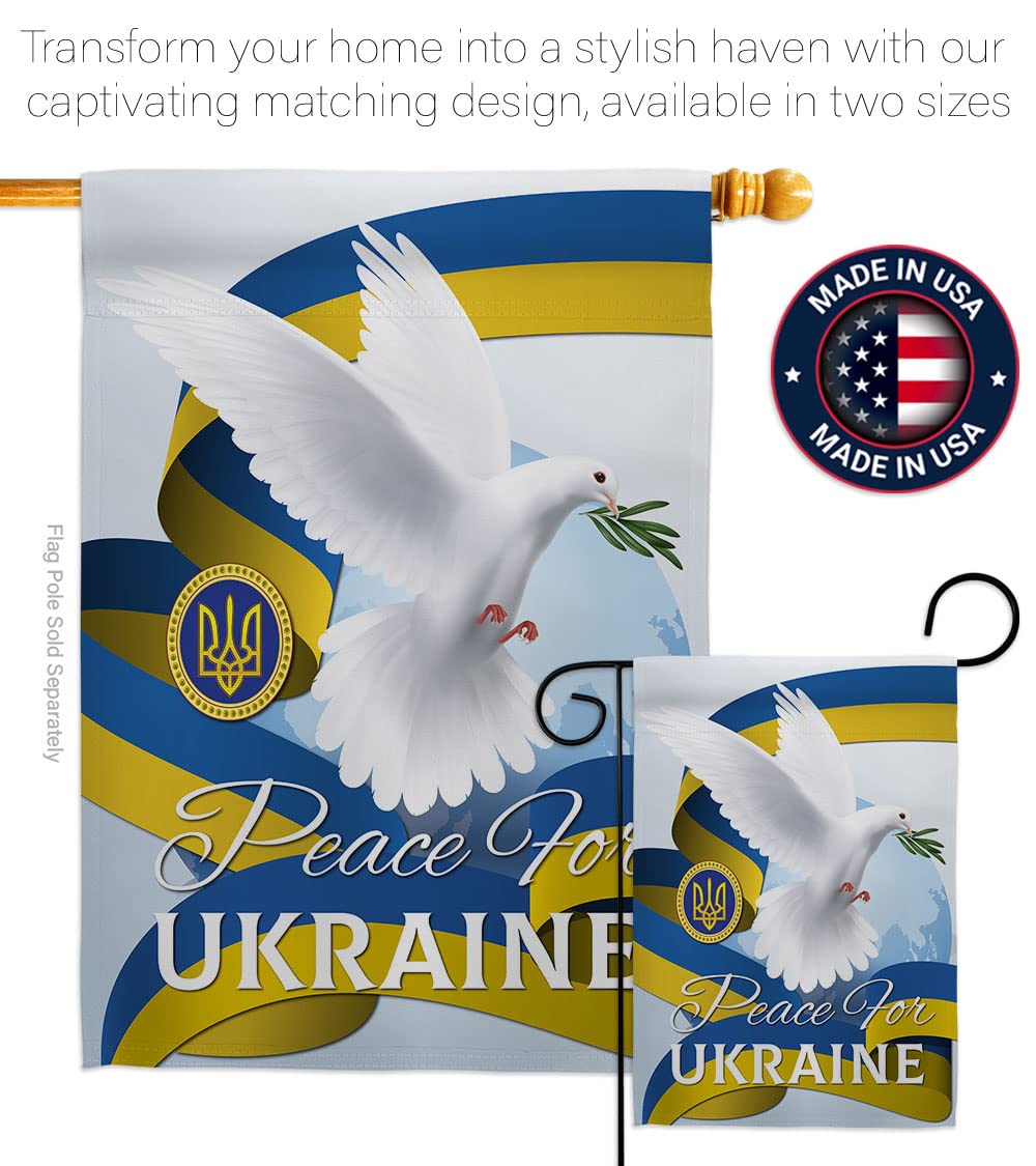 Ukrainian Decorations Home Decor Banner Room Wall Art Patio Lawn Front Porch Outdoor Small Tapestry Yard Sign Wall Hanging Stand with Bandera de Ukraine Garden Flag Peace Gifts Made In USA