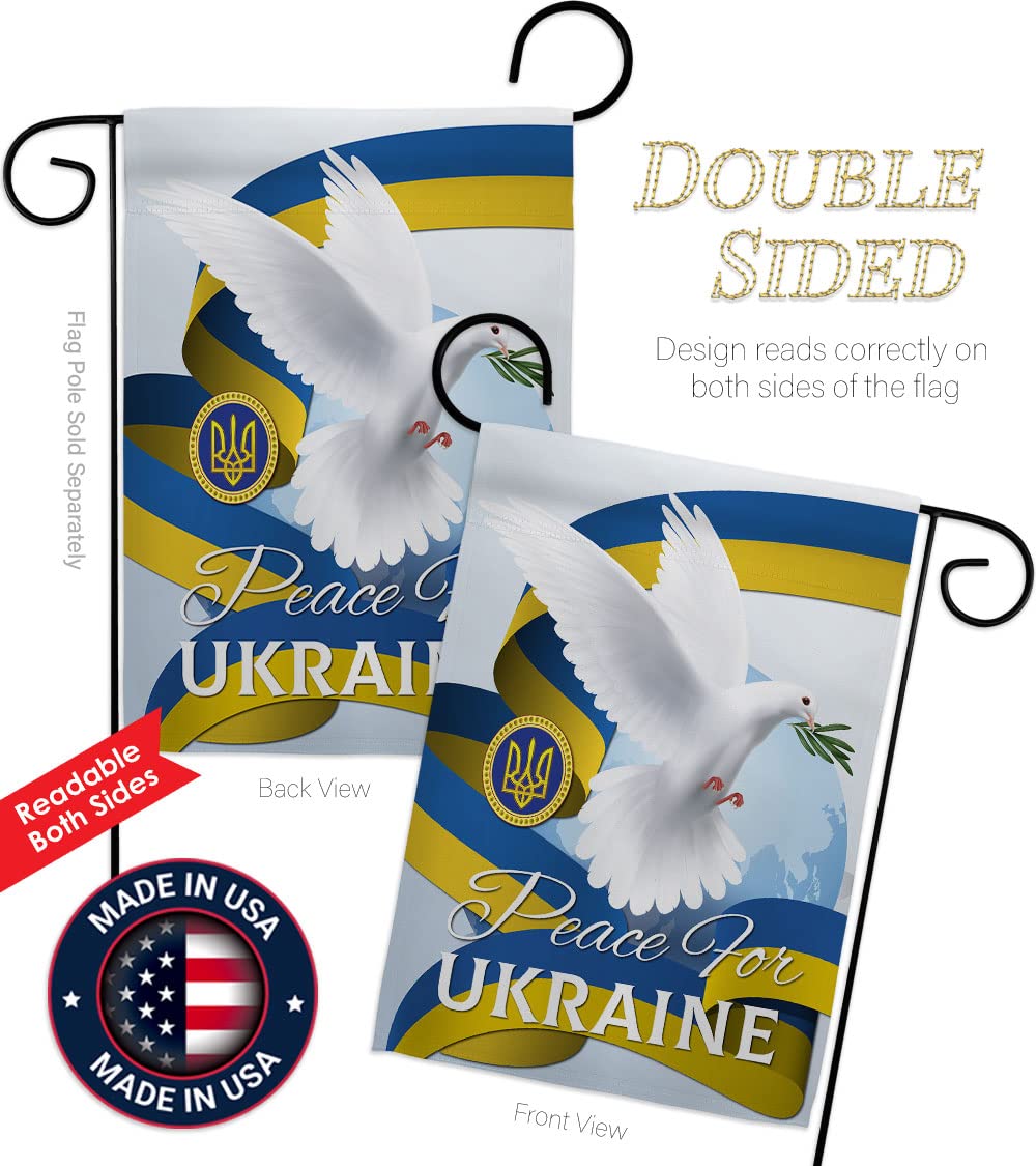 Ukrainian Decorations Home Decor Banner Room Wall Art Patio Lawn Front Porch Outdoor Small Tapestry Yard Sign Wall Hanging Stand with Bandera de Ukraine Garden Flag Peace Gifts Made In USA
