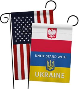 ukraine flag poland stand with ukraine garden flag pack support cause ukrainian applique house decoration banner small yard gift double-sided, made in usa
