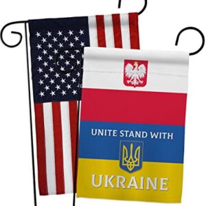 Ukraine Flag Poland Stand with Ukraine Garden Flag Pack Support Cause Ukrainian Applique House Decoration Banner Small Yard Gift Double-Sided, Made in USA