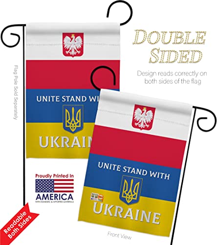 Ukraine Flag Poland Stand with Ukraine Garden Flag Pack Support Cause Ukrainian Applique House Decoration Banner Small Yard Gift Double-Sided, Made in USA