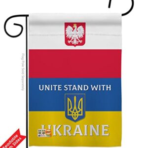 Ukraine Flag Poland Stand with Ukraine Garden Flag Pack Support Cause Ukrainian Applique House Decoration Banner Small Yard Gift Double-Sided, Made in USA