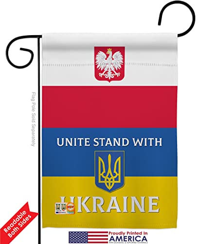 Ukraine Flag Poland Stand with Ukraine Garden Flag Pack Support Cause Ukrainian Applique House Decoration Banner Small Yard Gift Double-Sided, Made in USA