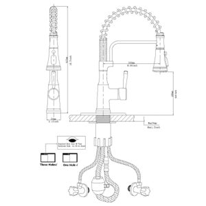 Bathfinesse Kitchen Faucet with Pull Down Sprayer High Arc Single Handle Gooseneck Spring Solid Brass Kitchen Sink Faucet with Deck Plate Oil Rubbed Bronze Commercial Faucet for Kitchen Sink Pull Out