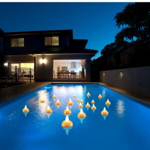 Lushvitae Floating Pool Lights,20PCS Waterproof Floating Candle Lights for Swimming Pool, Outdoor LED Glow Lights for Beach Garden Patio Lawn Hot tub Christmas Décor (Warm White)