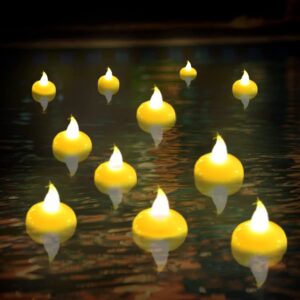 Lushvitae Floating Pool Lights,20PCS Waterproof Floating Candle Lights for Swimming Pool, Outdoor LED Glow Lights for Beach Garden Patio Lawn Hot tub Christmas Décor (Warm White)