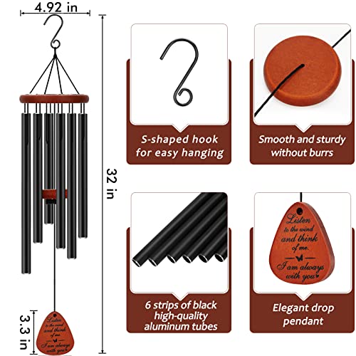 BainGesk Wind Chimes, 32" Wooden Sympathy Wind Chimes, Memorial Wind Chimes for Loss of a Loved One Prime, Bereavement, Memorial, Sympathy Gift Decor Outdoor, Patio, Porch, Garden, and Backyard.