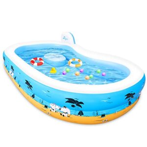 large inflatable pool with seat, jhunswen blow up pool for adults, 100" x 61" x 17" swimming pool for kids with backrest for backyard outside, family summer water center (without pump)