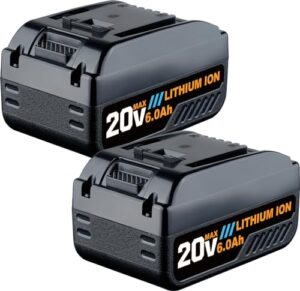 growfeat 2pack 6.0ah 20v wa3520 wa3525 replacement lithium battery compatible with worx 20v battery wa3578 wa3525 wa3520 wa3575 wg151s cordless power tools