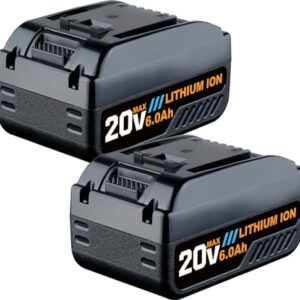 GROWFEAT 2Pack 6.0Ah 20V WA3520 WA3525 Replacement Lithium Battery Compatible with Worx 20V Battery WA3578 WA3525 WA3520 WA3575 WG151s Cordless Power Tools