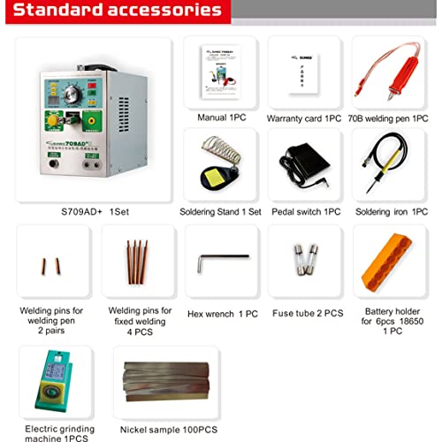 CHEIRSS 709AD Pulse Spot Welder 0.35mm Battery Welding Machine,3.2KW Battery Spot Welder & Soldering Station,for Battery Pack 18650 14500 & Other Lithium Batteries