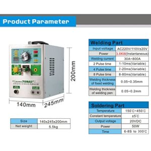 CHEIRSS 709AD Pulse Spot Welder 0.35mm Battery Welding Machine,3.2KW Battery Spot Welder & Soldering Station,for Battery Pack 18650 14500 & Other Lithium Batteries