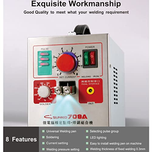 CHEIRSS 709A Pulse Spot Welder 0.35mm Battery Welding Machine,with LED Lighting Function, for Welding, Repairing, Battery Production and Assembly