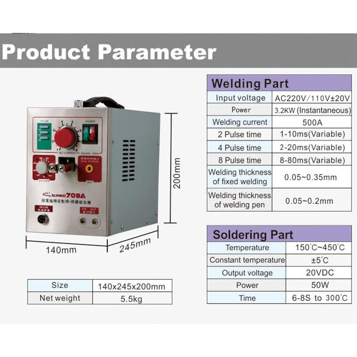 CHEIRSS 709A Spot Welder with Pulse Spot Welding Pen,0.35mm Battery Welding Machine Battery Spot Welder and Soldering Station, for Battery Pack 18650 14500 Lithium Batteries