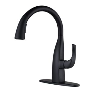 wowow black kitchen faucet, pull down kitchen faucet stainless steel gooseneck kitchen sink faucet single handle water faucet, utility sink faucet for laundry rv (patent product)