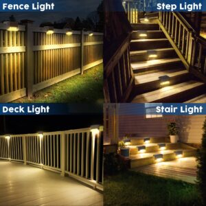 Otdair Solar Deck Lights, 16 Solar Step Lights Waterproof LED Solar Stair Lights, Outdoor Solar Fence Lights for Deck, Stairs, Step, Yard, Patio, and Pathway (Warm White)