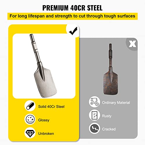 VEVOR Clay Spade Chisel Bit for Demolition Jack Hammer, Carrying Case, 17.1" x 5.3", 1-1/8", 40Cr Steel